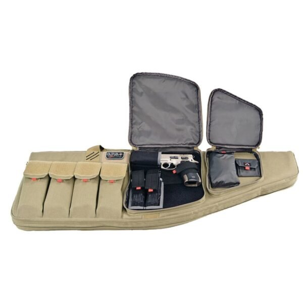 G Outdoors TACTICAL AR CASE WITH EXTERNAL HANDGUN CASE, 35", SOFT, TAN - Image 3