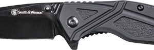S&W KNIFE BLACK RUBBER 3" BLK - OXIDE BLADE W/POCKET CLIP