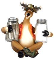 RIVERS EDGE DEER HOLDING - SALT & PEPPER SHAKERS