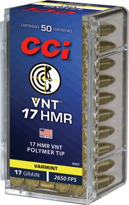 CCI VNT 17HMR 17GR VARMINT - TIPPED 2650FPS 50RD 40BX/CS