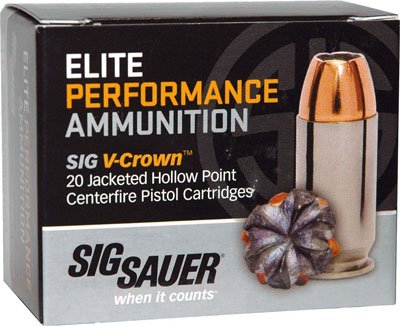 SIG AMMO 380ACP 90GR ELITE - V-CROWN JHP 20RD 10BX/CS