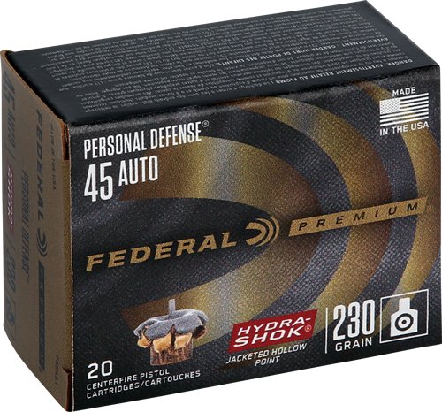 FEDERAL PREMIUM 45 ACP 230GR - HYDRA-SHOK JHP 20RD 25BX/CS