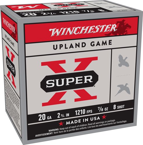 WINCHESTER SUPER-X 20GA 2.75" - 7/8OZ #8 1210FPS 250RD CASE