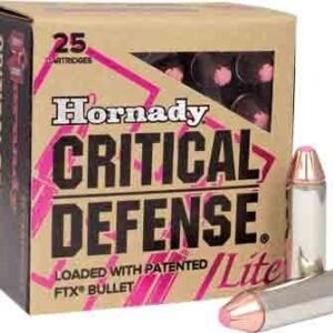 HORNADY CRITICAL DEFENSE LITE - 9MM LUGER 100GR FTX 25RD 10B/C