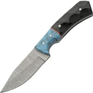 SZCO RITE EDGE 3" TURQUOISE - MICARTA SKINNER W/LEATHER SHTH